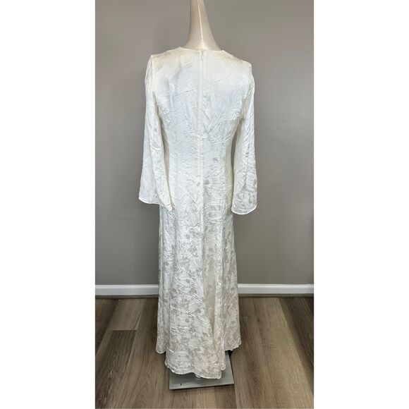 NWT Galvan London Silk Blend Jacquard Havana Maxi Wrap Dress White Size 4 $2,295 - Picture 9 of 13